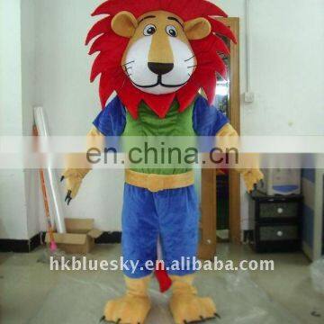 2012 long plush red lion mascot costume