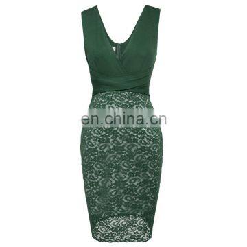 Grace Karin Sexy Sleeveless V-Neck U-Back Hips-Wrapped Bodycon Tight Short Dark Green Cocktail Dress GK001082-3