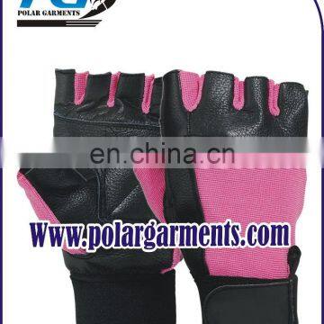 Custom Weight lifting gloves in Pink with leather