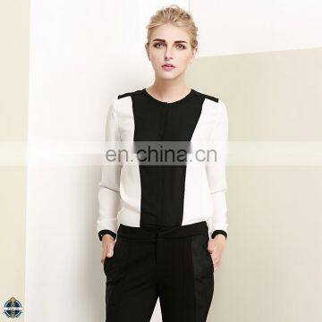 T-WSS007 Women Hot Sale Specially Contrast Color Concealed Button Shirt