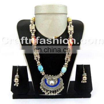 Designer Golden Silver Plated Navratri Necklace - Indian Banjara Traditional Oxidized Navratri Necklace photo-6
