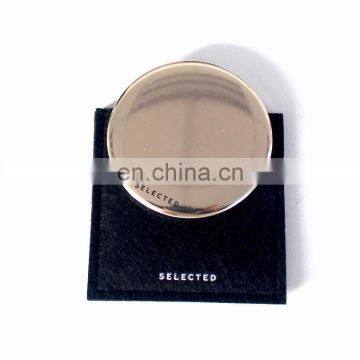 Custom personalized golden round pocket mirror with pouch