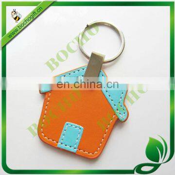 house shape leather keychain