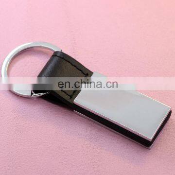 Custom made black leather keychains car leather keychains with logo for sale