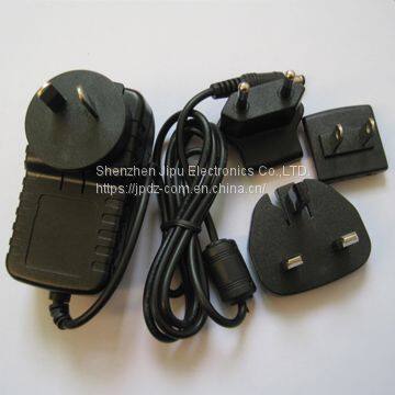 12V0.5A Interechangeable Plug Power AC Adapter,Euro/USA/UK/AU Plug for LED Light Strips,CCTV Camera photo-2