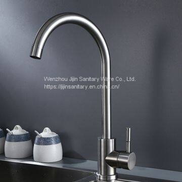 304 Stainless Steel Faucet Kitchen Faucet Hot and Cold Water Mixing Valve Rotary Drawing Sink Faucet photo-3