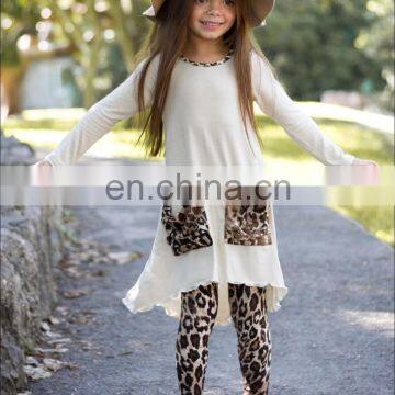 Cheetah Long Sleeves Tunic Leggings Set Kids Fashionable Clothing Baby Girls' Clothing Sets photo-6