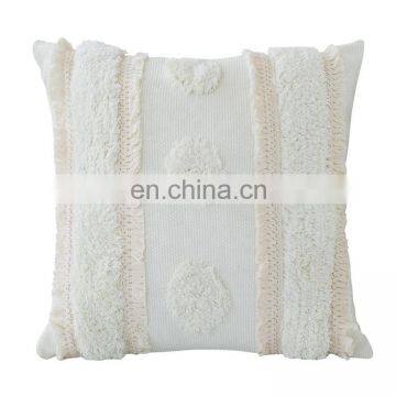 Wholesale Decorative Boho Style Sofa Use Throw Pillow Cushion Cover Boho Tufted Pillow Case With Lace photo-3