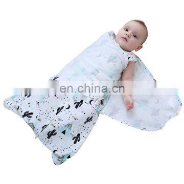 Organic Cotton Print Adjustable Spring Summer Autumn Knitted Baby Swaddle Sack