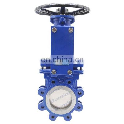 Bundor 8 Inch Slurry Flange connection casting steel lug knife gate valve actuator gate valve