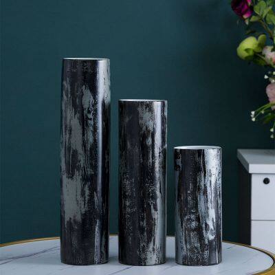 Black Metal Modern Simple Ceramic Pen Container Storage Bottles Home Decor For Friend Gift