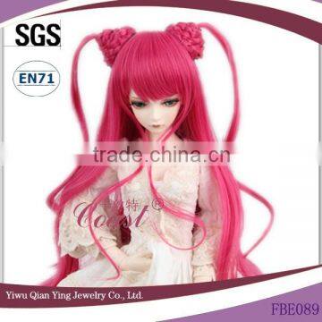 Wholesale classical curly hot pink extra long bjd doll wigs