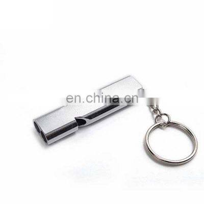 Hot Selling Aluminum Alloy Outdoor Rescue Whistle Double Frequency Emergency Metal Whistle Outdoor Survival Whistle