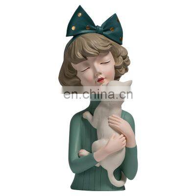 Nordic light luxury hug cat girl girl heart decoration bedroom children's room desktop decorations