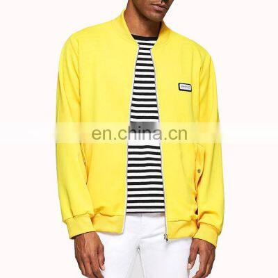 Custom Fashion Men's Neon Yellow Patched Bomber Jackets Wholesale Men Jackets