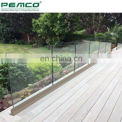 High Quality Outdoor U Channel Base Frameless Balcony Plexiglass Aluminum Railing System