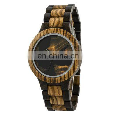 Wholesale Handmade Wood Resin Watches for Men Zebra Wooden Quartz Wristwatch in Wooden Gifts Box OEM Customize