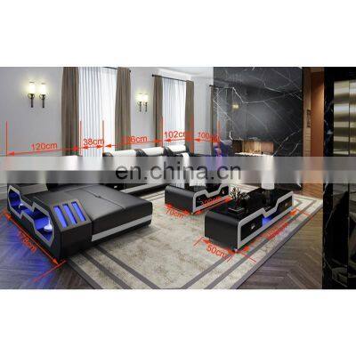 Compressed foam modern bean bag living room sectional leather sofa set