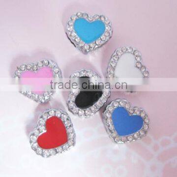 2015 new street vendor rhinestone metal heart craft 8mm slide charm for fundraising
