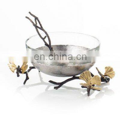 glass & metal orchid bowl