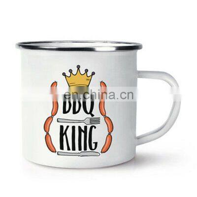 Hot selling colorful personalized customized iron dishwasher safe enamel camping cup