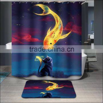 Polyester digital printed shower curtain luxury colorful shower curtains