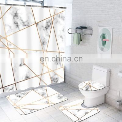 2022 New summer shower curtain set for bathroom 3d printed florida shower curtain sets with rugs