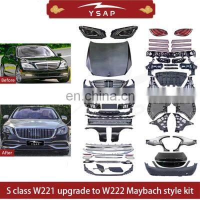 Hot Selling Auto Body Parts S Class W221 Upgrade to W222 Maybach Style Body Kit