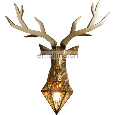 Nordic Antlers Wall Lamp Home Decor Retro Art Deer Head Wall Light Living Room Bedroom Aisle Background Wall Sconce Lighting