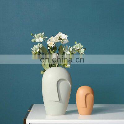 Nordic Creative Simple Decorative Character Portrait Ceramic Vases Human Face Flower Pot For Home Deco