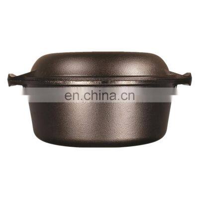 Wholesale double use black kitchenware dutch pot cast iron dutch oven