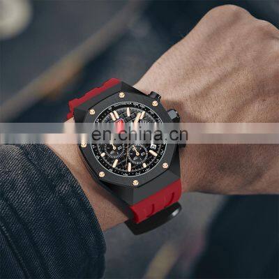 MINI FOCUS Top Brand Luxury Quartz Luminous Waterproof Men's Watches Multifunction Sport Wristwatch with silicone band