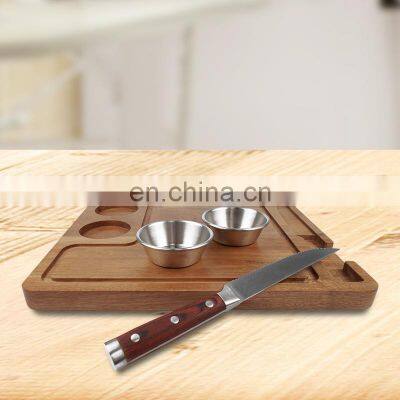 Custom Premium Steak Cutting Board 100% Acacia Wood Steak Knife And Cups photo-5