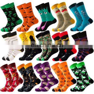 Novelty Skeleton Bats Women Men Crew Socks Unisex Adult Pumpkin Alien ET Mummy Pattern Jacquard Spooky Halloween Socks