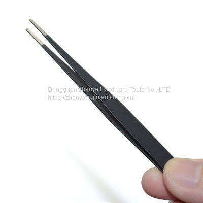 Anti Static Black Thin Blunt Head Curved Mouth Household Medical Home Repair Nail Pick 11# Tweezers