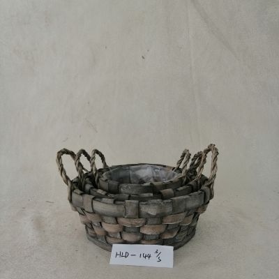 New Design Wooden Woven Basket Poplar Chip Basket with Handle