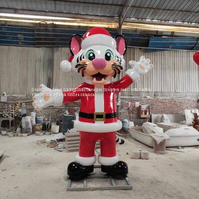 Cartoon Tiger With Christmas Elements photo-3