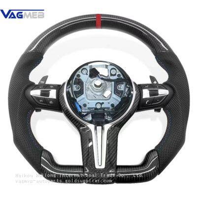 For BMW 3 Series 5 Series 6mm Perferatrd Leather Carbon Fiber Steering Wheel With Key Button Frame Assembly photo-2