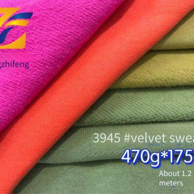 Guangzhifeng 3945# 470g Dense Velvet Cotton Sweatshirt Fabric With Brushed Back, Heavyweight, in Stock, Popular Autumn and Winter Trendy Outerwear Fabric photo-2