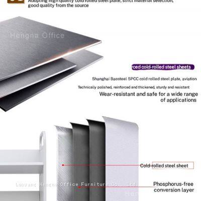 Modern Black Flat Shelf Mobile File Cart | HN-FC03 Rolling Utility Storage Trolley | for Modern Office & School photo-3