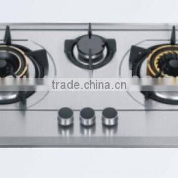 3 burner stainless steel top gas hob