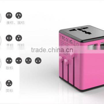 Portable Glamour Universal World Travel AC Power Converter Adapter with USB Port to EU AU UK US Plug