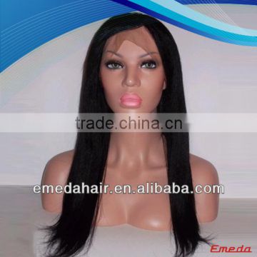 Cheap Indian remy hair invisible hairline yaki short full lace wigs for black women