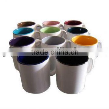 inner color ceramic mug for heat transfer, sublimation inner color mug