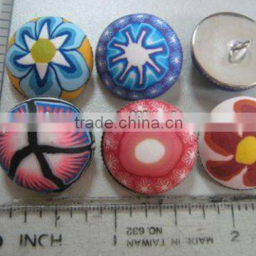 20MM HANDMADE POLY CLAY BUTTON WITH METAL BASE, HALF DOME SHANK BUTTON