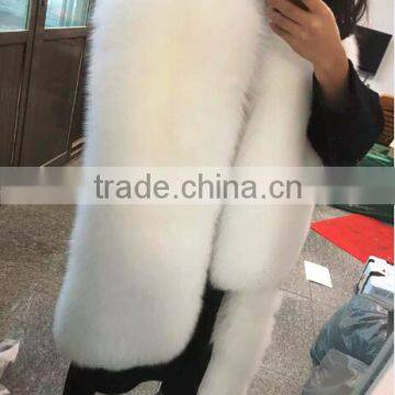 High Quality Natural White Real Fox Fur Scarf Women Shawl