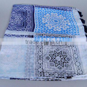 2016 New Spring Voile Printed Tassel Indian Ladies Scarf