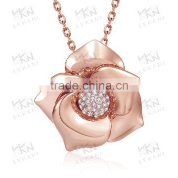 rose flower pendant necklace rose gold color 18 carat necklace jeweliry