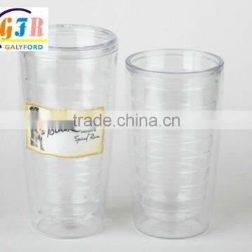 Plastic Double Wall Cup With Straw and Lid- 16OZ/21OZ