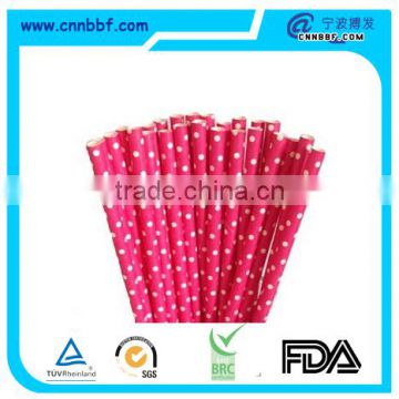 Party decoration cute dark pink mini spots paper drinking straw